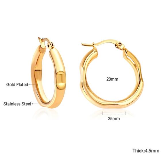 NEW 18K yellow gold plated hoop earrings jewelry B28A - Picture 4 of 6